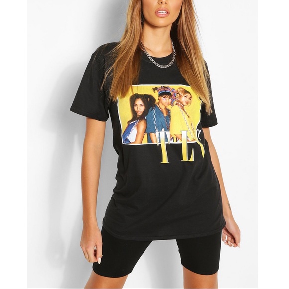 Black Oversized Tlc Band Tee Nwt Size 
